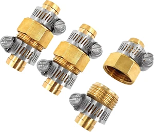 3Sets Brass 5/8" Garden Heavy Duty Hose Mender Repair End Replacement Male Femal - Picture 1 of 12
