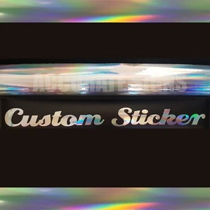 Calcomanías cromadas plateadas arco iris 600 mm x2 efecto pulido al aceite pegatinas de texto personalizadas - Imagen 1 de 2