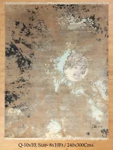 8x10ft Abstract Modern Rare Painting Theme HandKnotted Transitional Bedroom Rug - Picture 1 of 10