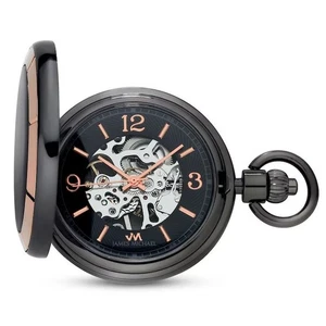 James Michael Black Skeleton Dial Mechanical Men's Pocket Watch PMA011034 - Picture 1 of 1