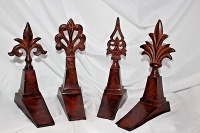 Set of 4 Different Fleur De Lis Cast Iron Door Stop | Decorative Door Stop Wedge - Image 1 of 4