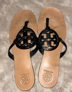 Tory Burch Knotted Miller Sandal Square Toe Leather Thong Size 8M - Picture 1 of 20