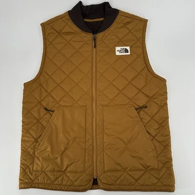 The North Face Vest Mens Large Gold Brown Cuchillo Sherpa Lined Quilted Full Zip - Image 1 of 4