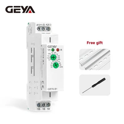 GEYA On Delay Off Delay Timer Relay Time Delay Relay AC/DC24V-240V 10A Din Rail - Image 1 of 4