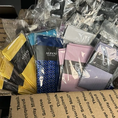 LOT OF 42 DESIGNER POCKET SQUARES Nordstrom Rack, Alfani, Macys, EGARA More - Image 1 of 4