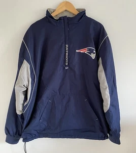 NFL XL Herren New England Patriots Fleece gefüttert Navy Half Zip Windjacke USA - Bild 1 von 17