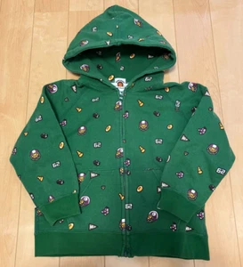 A BATHING APE BAPE KIDS Long Sleeve Hoodie 120 6T-7T Green Cotton Full Zip - Picture 1 of 24