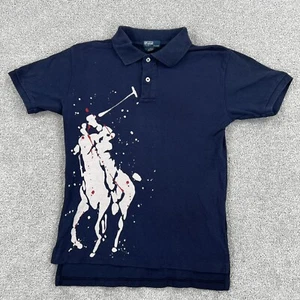 Vintage Polo Ralph Lauren Shirt Boys Small Big Pony Graphic Red White Blue USA - Picture 1 of 15