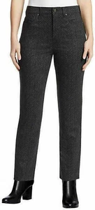 GLORIA VANDERBILT WOMENS AMANDA SLIM FIT KNIT PONTE PANTS (F. Chev Black,12)NWOT - Picture 1 of 3