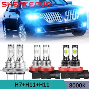 For Lincoln MKZ 2008-2012 8000K LED Headlights High Low Light + Fog Lights Bulbs - Picture 1 of 12