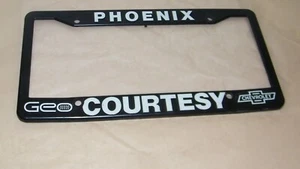 Vintage Phoenix, Az. Courtesy Geo Chevrolet Dealer Plastic License Plate Frame - Picture 1 of 3