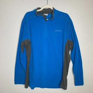 COLUMBIA XL Pullover 1/4 Zip Blue & Gray Fleece Lightweight Slim Fit Men's - Picture 1 of 6