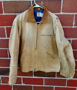 Carhartt VINTAGE 80s DETROIT Blanket LINE CANVAS JACKET Pocket Tag XL Distressed - Picture 1 of 12