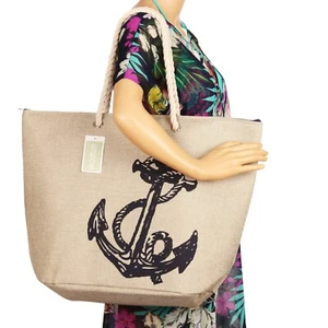Women's Canvas Tote Shoulder Handbag Travel Shopping Beach Pool Bag New - Picture 1 of 6