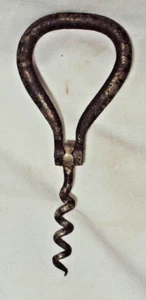 VINTAGE ENGLISH FACETED FOLDING IRON CORKSCREW WINE BOTTLE OPENER COLLECTIBLE - Picture 1 of 2