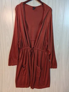 Torrid Woman's Orange Long Sleeve Tie Waist Hooded Cardigan Sweater Plus Size 6X - Picture 1 of 6