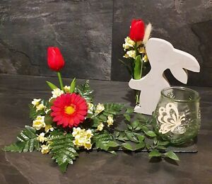 Ostern Tischgesteck Blumengesteck Gesteck Kunstgesteck Tischdeko künstlich Hase
