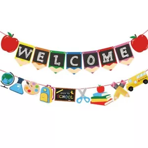 Welcome Back to School Banner Set2 Pieces First Day of School Party Welcome t... - Picture 1 of 6