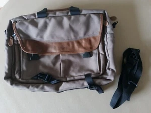 LL Bean Tote Schultertasche Canvas/Leder Tasche Khaki Braun - Bild 1 von 4