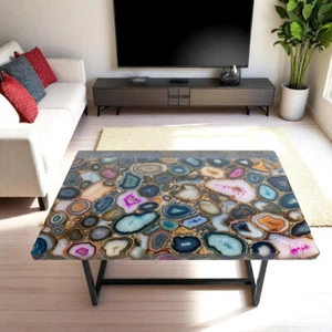 48"x24" Rectangle Agate Table Luxury Stone Table for Artistic Interior Furniture - Picture 1 of 10