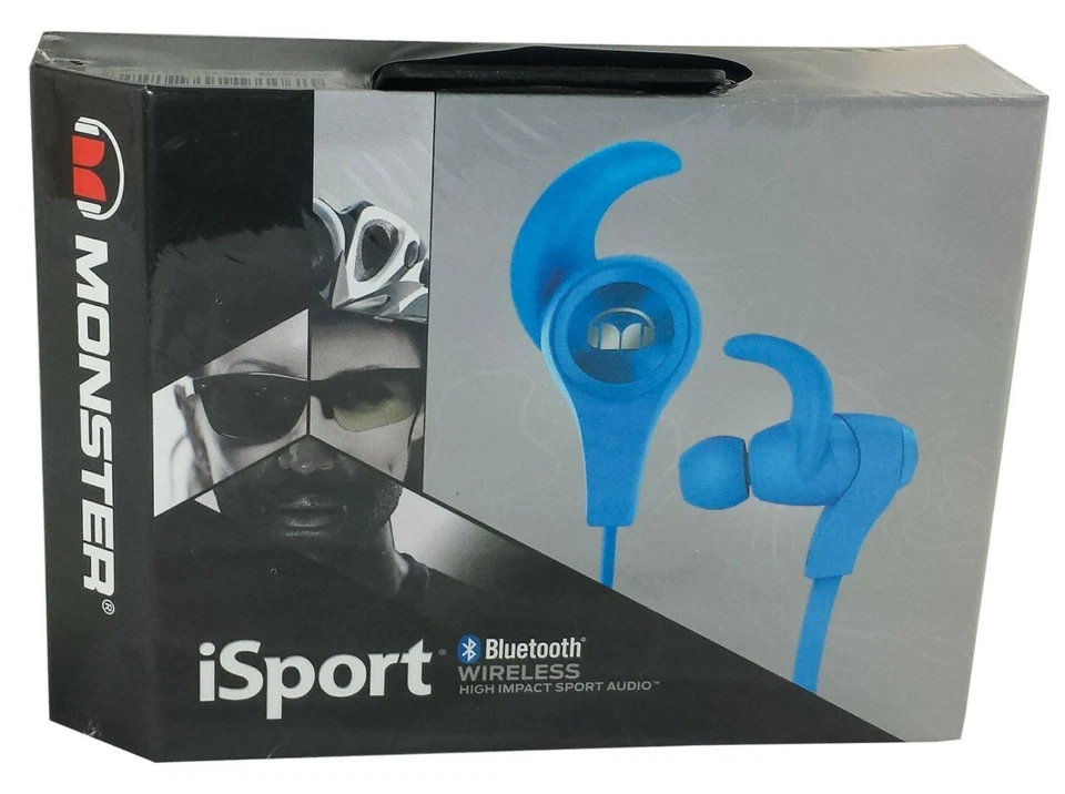 Monster iSport Bluetooth Wireless Headphones - In-Ear - High Performance - Blue - Photo 1/1