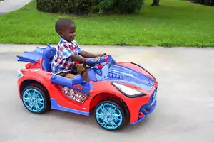 Kids Spider-Man Super Car Ride On Lights 6V Power Wheels Toddler Toy Vehicle - Picture 1 of 9