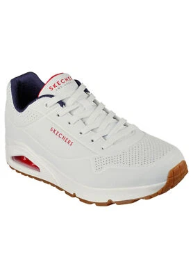 SKECHERS Mens Sport Casual Uno Supporto On Air Sneakers Uomo 52458 Bianco/Navy/ - Immagine 1 di 4