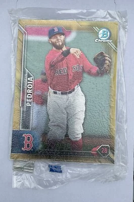 DUSTIN PEDROIA 2016 Bowman Chrome Topps Acrylic Wall Art  Gold 1/1  10X14 - Image 1 of 3