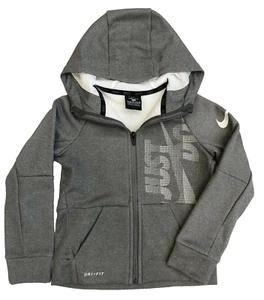 Nike Little Boy Full-Zip Hoodie Dri-Fit Sweatshirt Size: 4XS (3-4 YRS) Grey - Picture 1 of 4