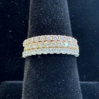 ANILLO BANDA ORO AMARILLO, BLANCO o ROSA 14K - DIAMANTE (TDW .40Ct - .41Ct) Foto 1 de 2