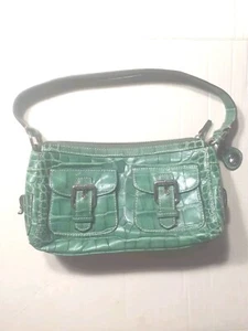 Dooney & Bourke Green Alligator Embossed Shoulder Bag Leather Bayou Vintage Rare - Picture 1 of 10