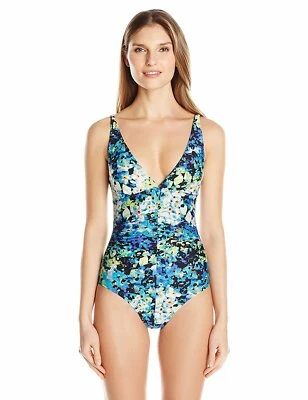 Traje de baño de una pieza para mujer Calvin Klein adelfa sobre el hombro con... Foto 1 de 2