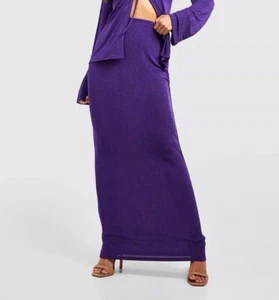 Boohoo Acetate Slinky Floor Length Purple Maxi Skirt. UK 10 - Picture 1 of 23
