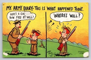 Cómic militar humor aquí hay un arma de fuego a voluntad Segunda Guerra Mundial soldado postal defectuosa - Imagen 1 de 5