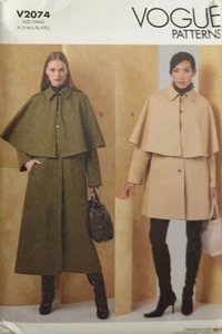 Vogue Pattern - V2074 - MISSES' CAPE COAT IN TWO LENGTHS - Picture 1 of 2