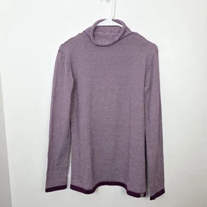 Title Nine lila weiß gestreifter weicher leichter Outdoor Pullover mit Stehkragen Gr. M - Bild 1 von 7