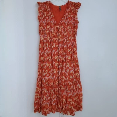 Anthropologie The Peregrine Women's Boho Midi Dress in Red Floral Motif Size XL - Image 1 of 4