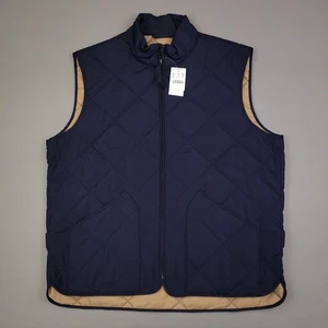 J Crew Vest Mens Large Diamond Quilted Outerwear Zip Pockets Lightweight - Picture 1 of 10