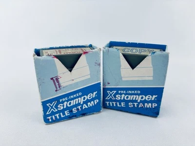 Vintage Shachihata Xstamper "Paid" & “Copy”Pre-Inked Title Re-Inkable Stamp Lot - Image 1 of 4