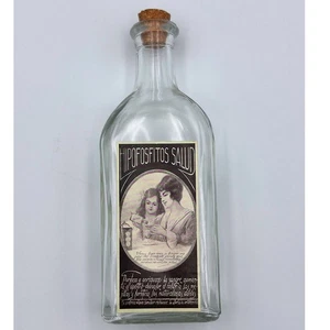 Vintage Apothecary Medicine "Hipofosfitos Salud" Bottle Glass with Cork - Picture 1 of 3