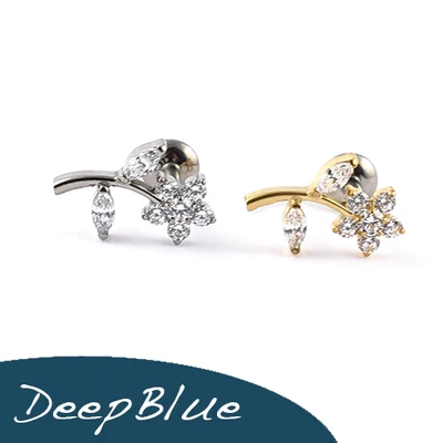 TITANIO Labret hilo interno flor tragus hélice cartílago oreja perno Foto 1 de 4