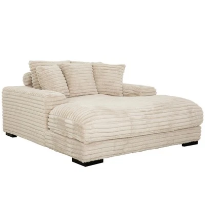 Cocoon Taupe Oversized Fabric Cuddler Chaise with Cupholder and USB Ports - Image 1 of 4