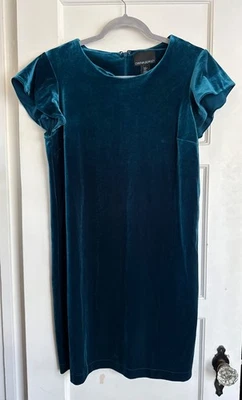 Vestido de Vacaciones Cynthia Rowley Terciopelo Tejido Flutter Corto Sl Hasta la Rodilla M Verde Foto 1 de 3