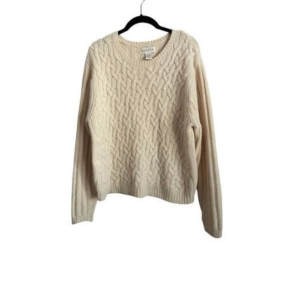 Suéter Grueso De Colección Y2K Años 90 MERONA Crema Tejido con Cable Lana de Cordero Angora XL Pescador Foto 1 de 4