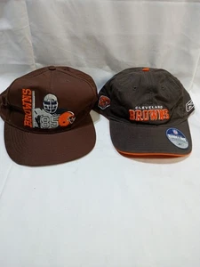 2 CLEVELAND BROWNS Hats American Needle Reebok NFL Two Hat Lot Adjustable Mens - Picture 1 of 12