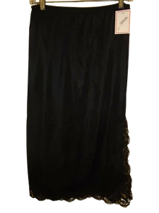 Ventura Plus Size Nylon Half Slip - 3X BLACK (Side Slit) #7746 - NWT - Picture 1 of 5