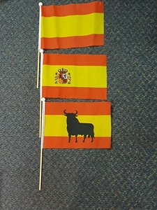 3x Spanish Hand Flags 9x6" Sports Football Trade Holiday Tourism Madrid Spain - Picture 1 of 2