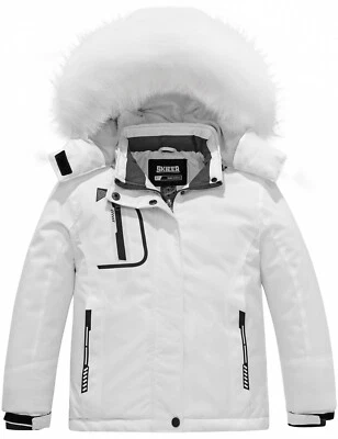 Chaqueta de esquí impermeable para niñas Skieer Chaqueta de invierno a prueba de viento Abrigo de lluvia con capucha de piel Foto 1 de 4