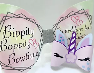 3D UNICORN FACE PINK PRINTED CANVAS FABRIC BOW LOOPS TO MAKE YOUR OWN HAIR BOWS - Picture 1 of 4