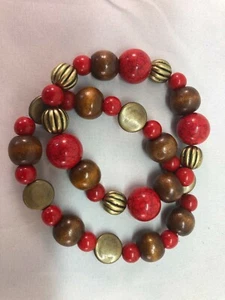 Made in U.S.A  Size 7 & 7.5 Double Stones Beads Handmade Bracelet (102)  - Picture 1 of 5